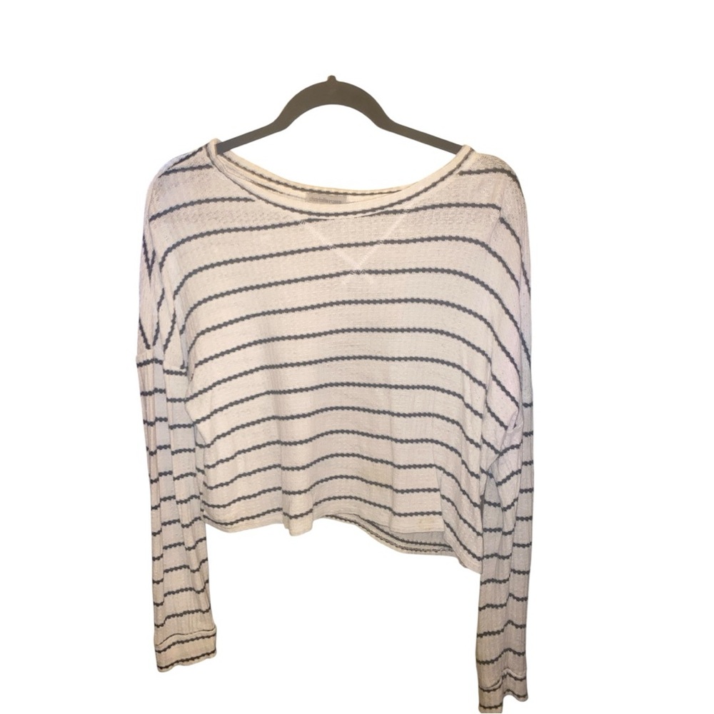 Women’s Charlotte Russe Black and White Striped Long Sleeve Top